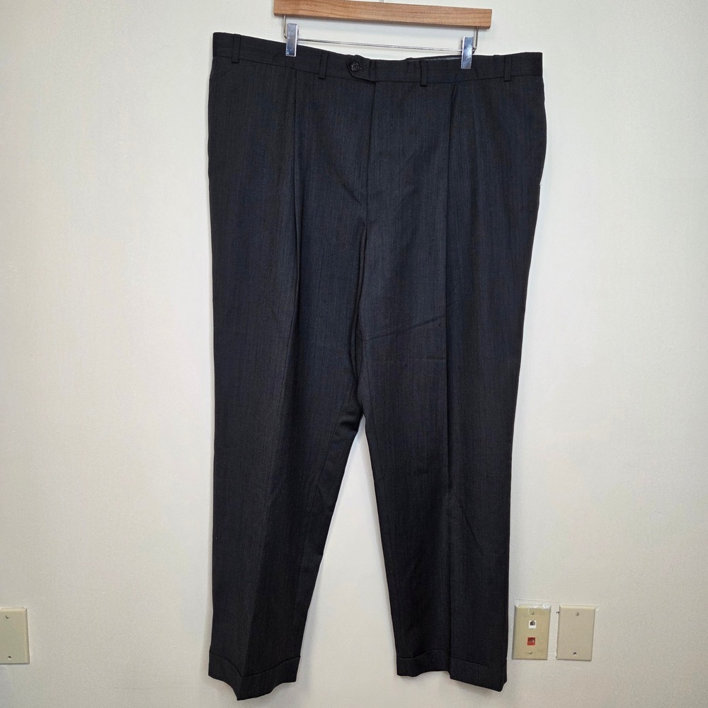Calvin Klein Mens Charcoal Gray Pleated Cuffed‎ Dress Pants Trousers 43x32.25